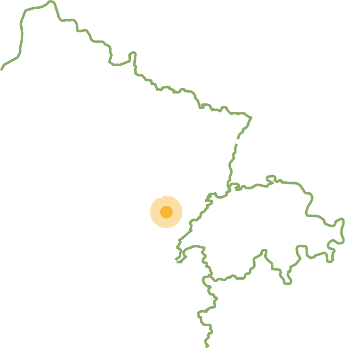 La ville d'Ornans est située au sud de Besançon et à l'ouest de la Suisse, au carrefour entre les villes de Paris, Strasbourg, Lyon et Genève.